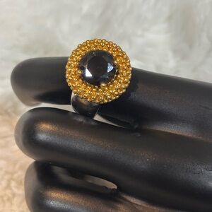 Beautiful Karpos onyx cocktail ring in gold & silver sz 9